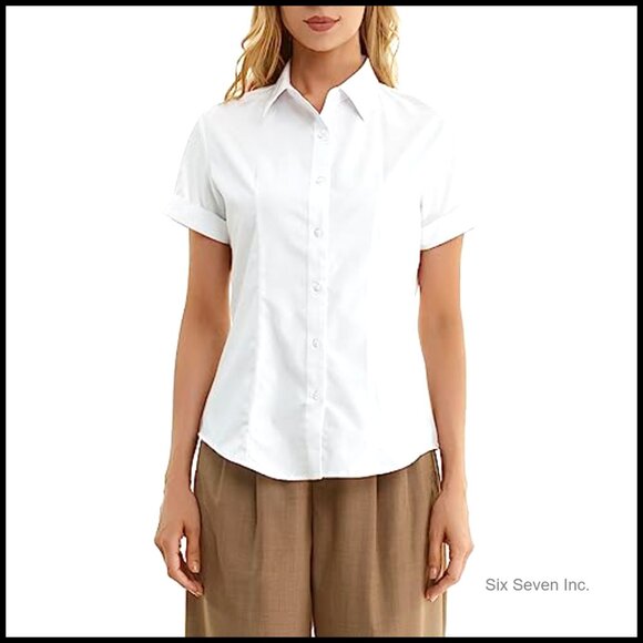 Wrinkle-Free Button Down Shirt, Business Casual Blouse for Women - Picture 2 of 7